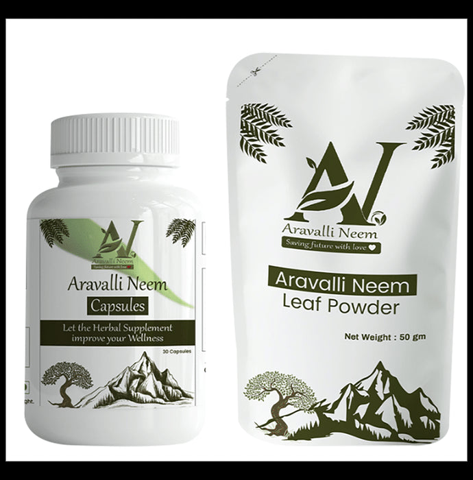 Aravalli Neem Combo Pack of Capsule 30 & Leaf Powder 50gm - Classic Derma