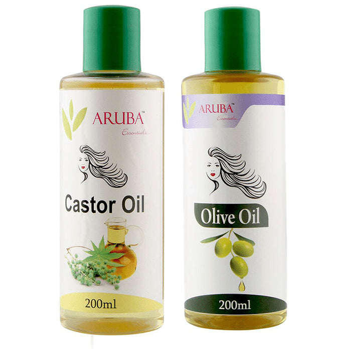 Aruba Essentials Combo Pack of Castor Oil 200ml & Olive Oil 200ml - Classic Derma