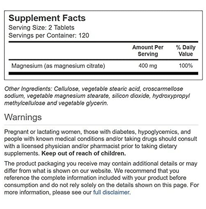 Vitacost Magnesium Citrate 400mg Tablet