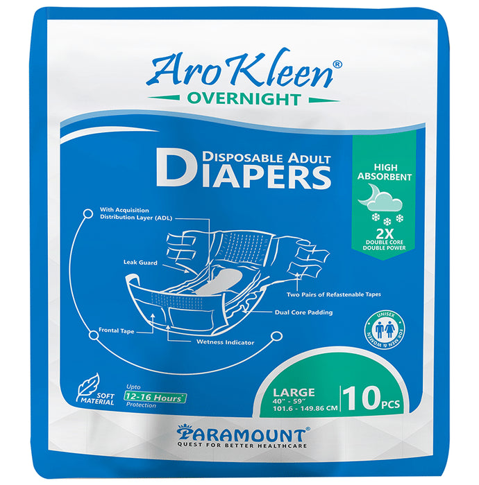 Arokleen Overnight Disposable Adult Diaper (10 Each) Large - Classic Derma