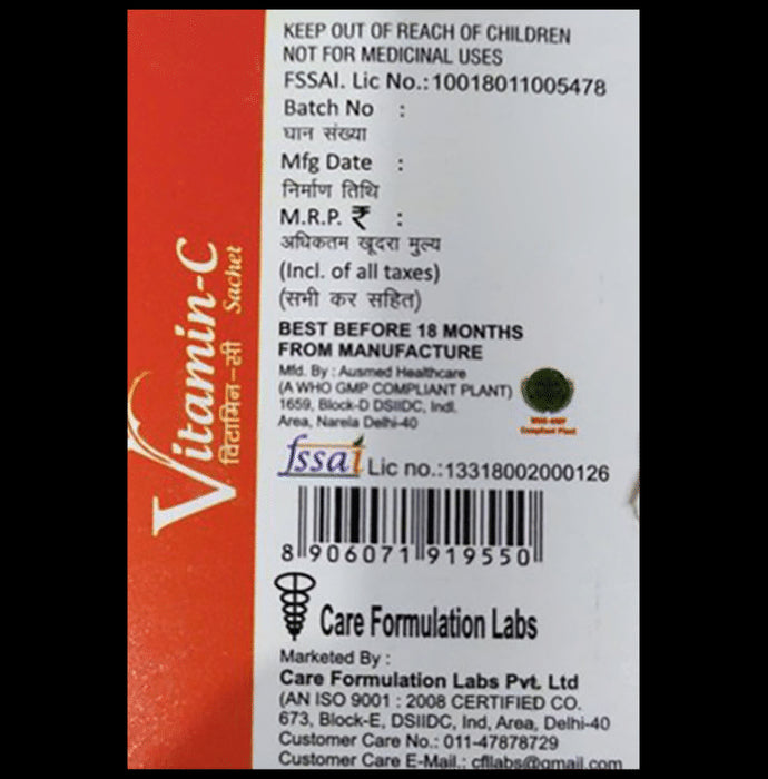 Vitamin-C Sachet with Dextrose for Energy, Immunity, Skin & Antioxidant Support |