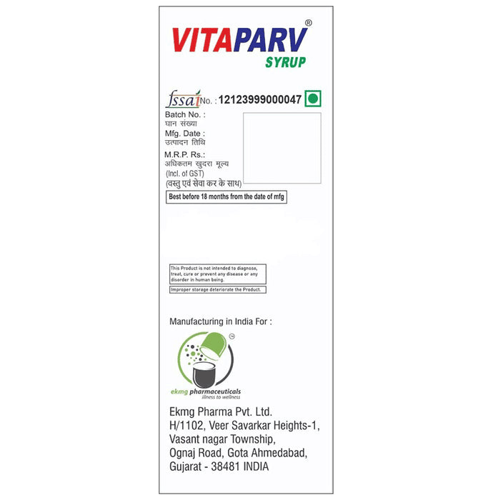 Vitaparv Syrup Mixed fruit flavour Sugar Free