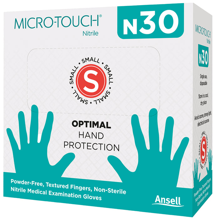Ansell Micro-Touch N30 Nitrile Gloves (30 Each) Small - Classic Derma