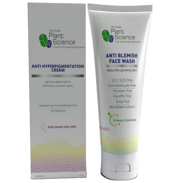 Atrimed Plant Science Anti Hyperpigmentation Cream (15gm) & Anti Blemish Face Wash (50ml) - Classic Derma