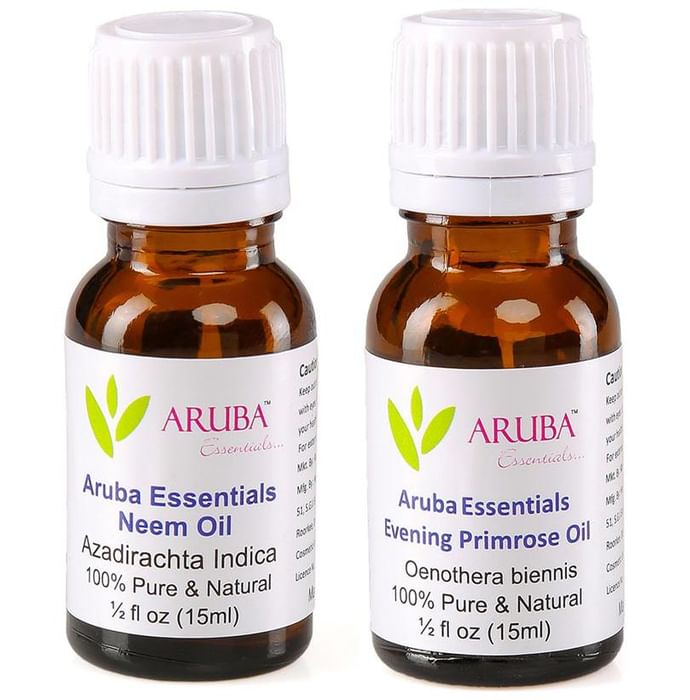 Aruba Essentials Combo Pack of Neem Oil and Evening Primose Oil (15ml Each) - Classic Derma