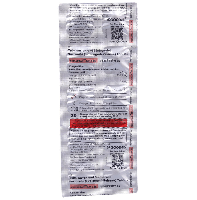 Aidsartan Beta 25 Tablet PR