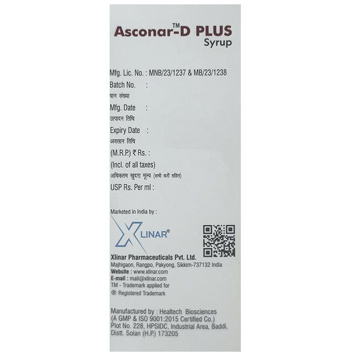 Asconar-D Plus Syrup Cherry Sugar Free