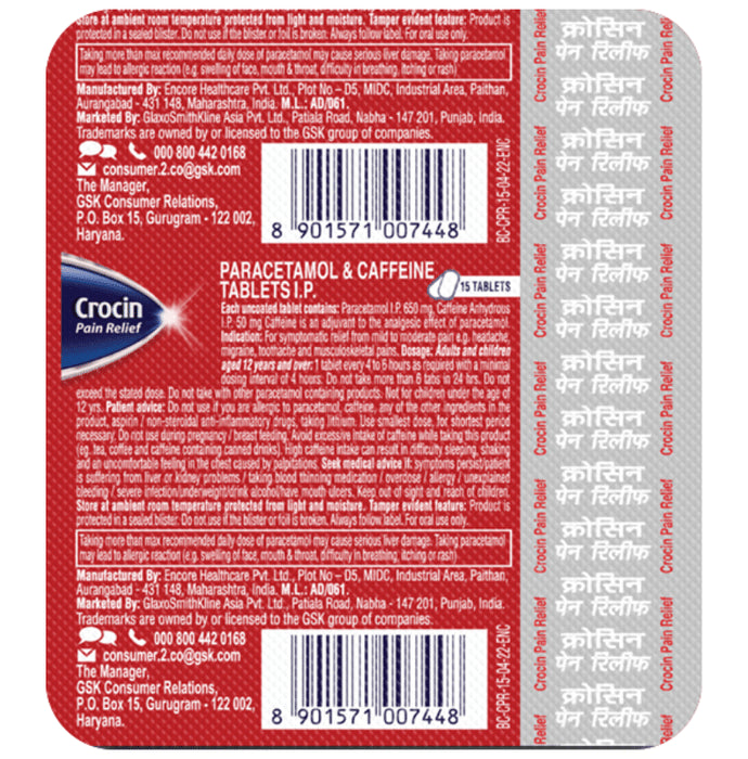 Crocin Pain Relief Tablet