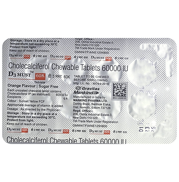 D3 Must 60K Tablet Orange Sugar Free