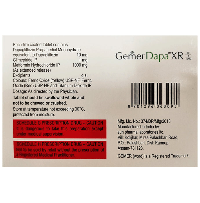 Gemer Dapa XR 10/1/1000 Tablet