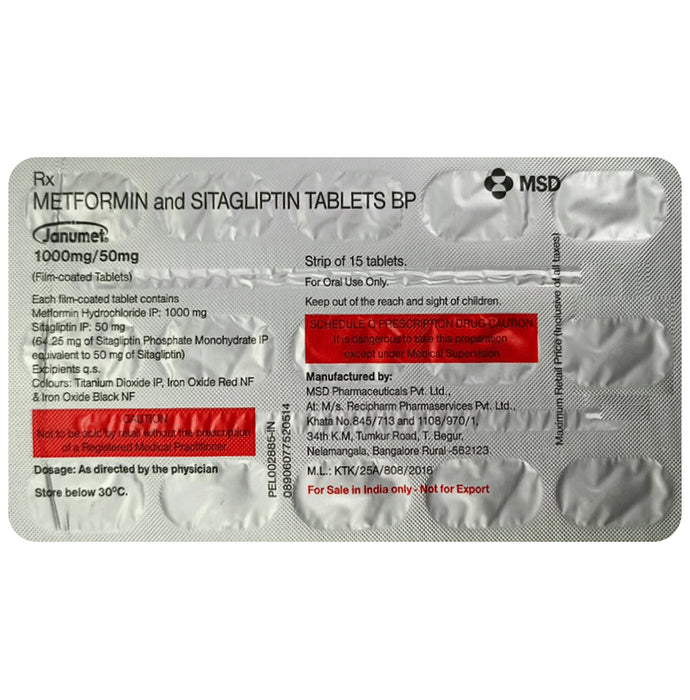 Janumet 1000mg/50mg Tablet