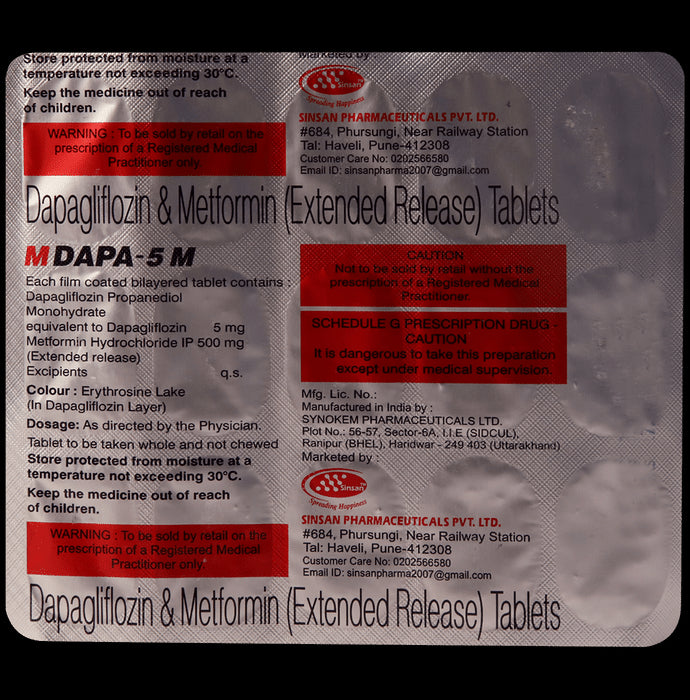 M Dapa M 5mg/500mg Tablet