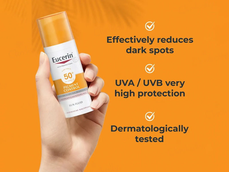 Eucerin Pigment Control Sunscreen Fluid SPF50+ Has Thiamidol Prevent & Reduce Darkspot Is Nonsticky
(50ml)