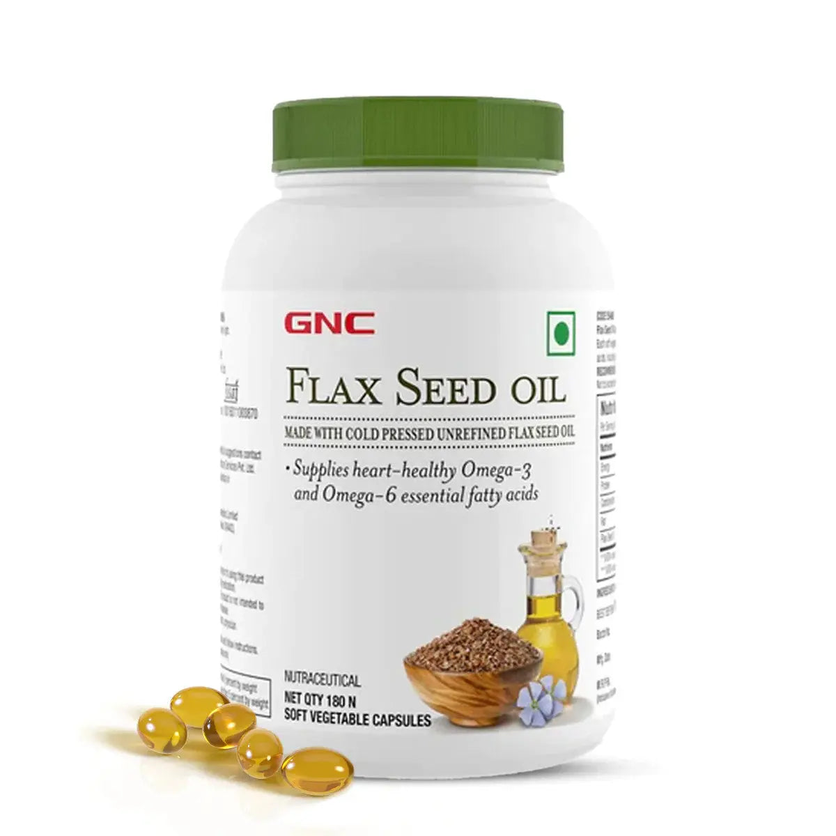 GNC Flax Seed Oil 1000mg - Vegetarian Omega 3 & 6 Capsules for Overall Well-Being - Classic Derma