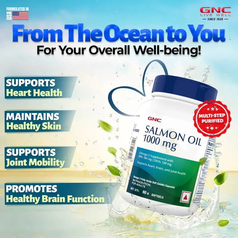 GNC Salmon Oil 1000mg Supports Joint Health, Vision & Overall Well-Being - Classic Derma