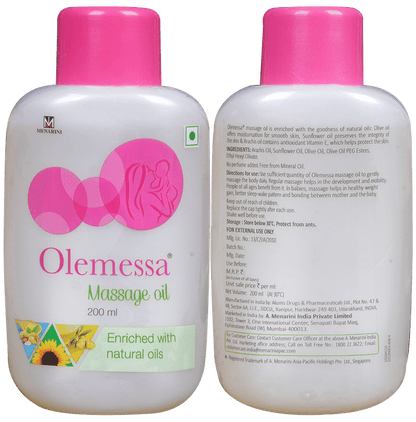 Olemessa Massage Oil with Olive Oil, Sunflower Oil & Vitamin E