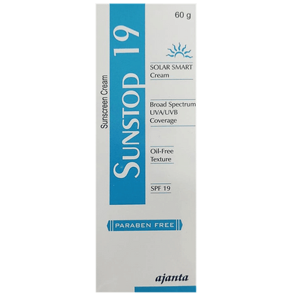 Sunstop 19 Sunscreen | Broad Spectrum UVA/UVB Protection | Oil & Paraben Free Cream