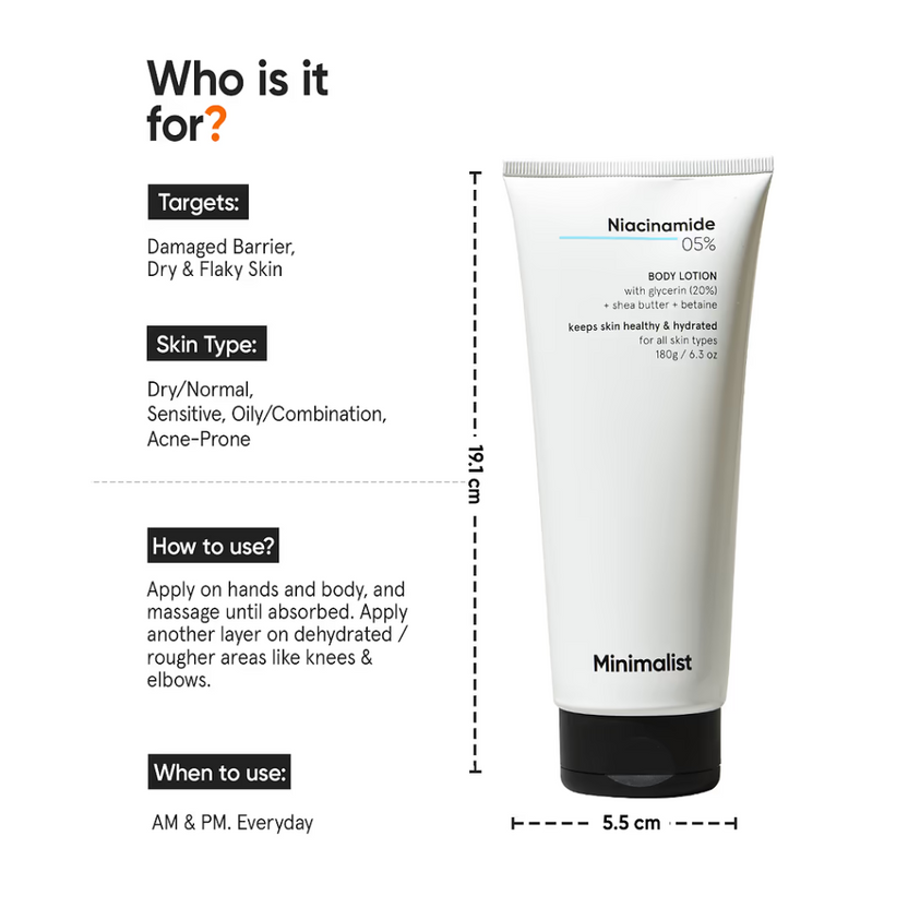 Minimalist 5% Niacinamide Body Lotion | Hydrates Skin