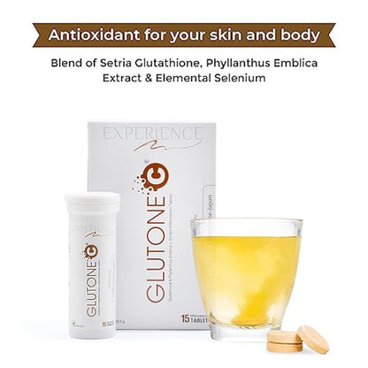 Glutone C with L-Glutathione & Vitamin C for Healthy Skin & Immunity | Effervescent Tablet