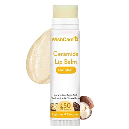 WishCare Lip Balm with SPF 50 PA+++ - Brightening Lip Balm for Dark Lips with Kojic Acid & Niacinamide - SPF lip balm for Women & Men 5g - Classic derma