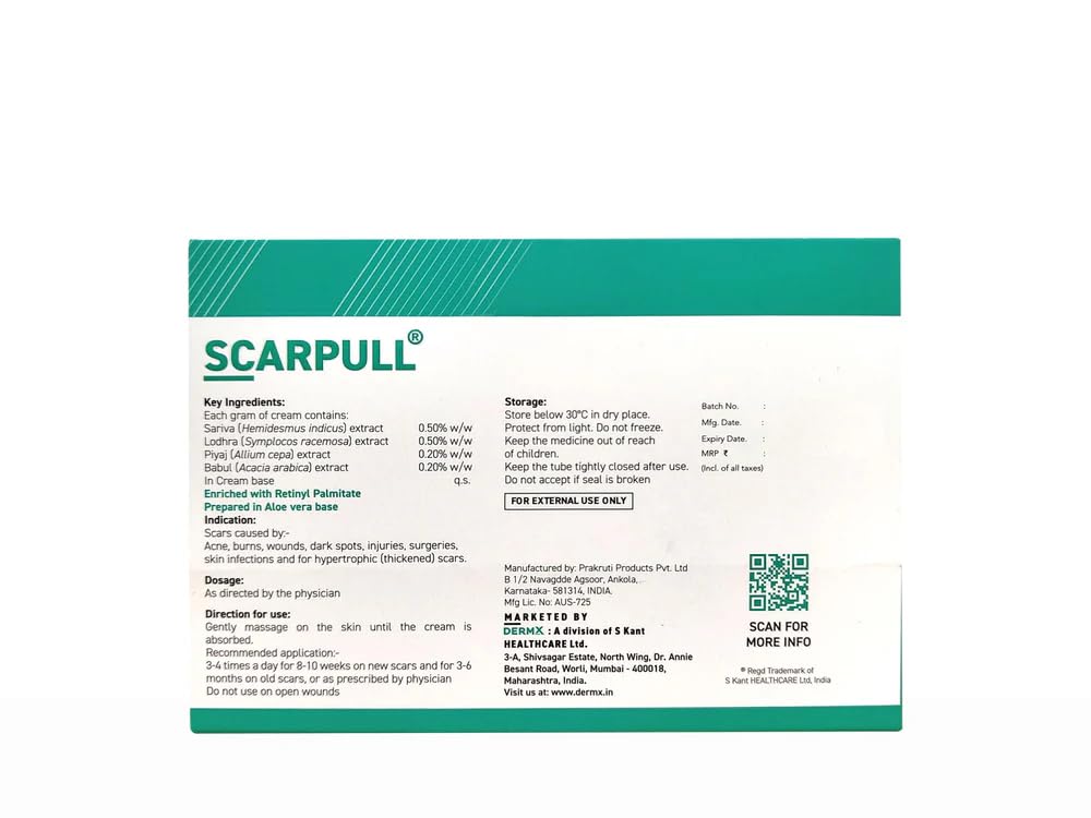 Dermx Scarpull Cream (30g) for the management of old & new scars