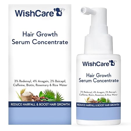 WishCare Hair Growth Serum Concentrate - 3% Redensyl, 4% Anagain, 2% Baicapil, Caffeine, Biotin & Rice Water - Advanced Hair Growth Serum for Hair Fall Control & Hair Growth 30ml - Classic derma