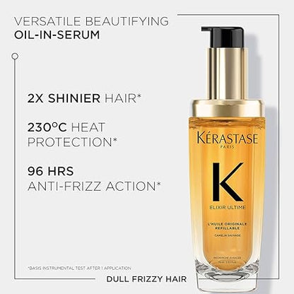 Kérastase Elixir Ultime Hair Oil-In-Serum 75ml | 2X Shinier Hair | 96H Anti-Frizz Action | Infused with French Camellia, Marula & Argan Oils
