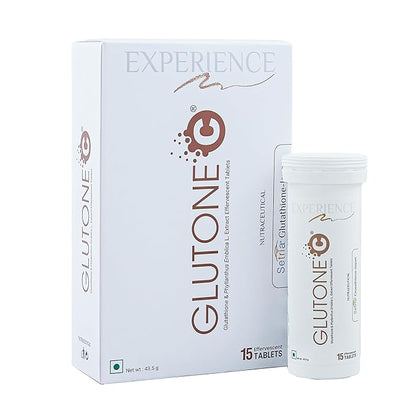 Glutone C with L-Glutathione & Vitamin C for Healthy Skin & Immunity | Effervescent Tablet