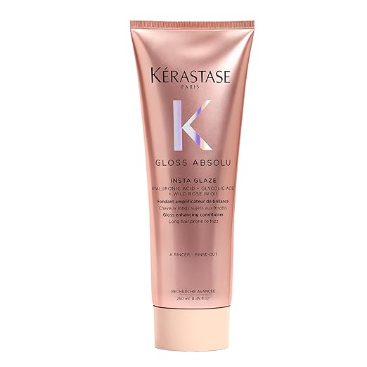 Kérastase Gloss Absolu Anti-Frizz Foaming Conditioner For Bouncy, Glossy Hair | Fine To Medium Hair | 4-Days Anti-Frizz | With Hyaluronic & Glycolic Acid, Wild Rose-In-Oil | 250ml - Classic derma