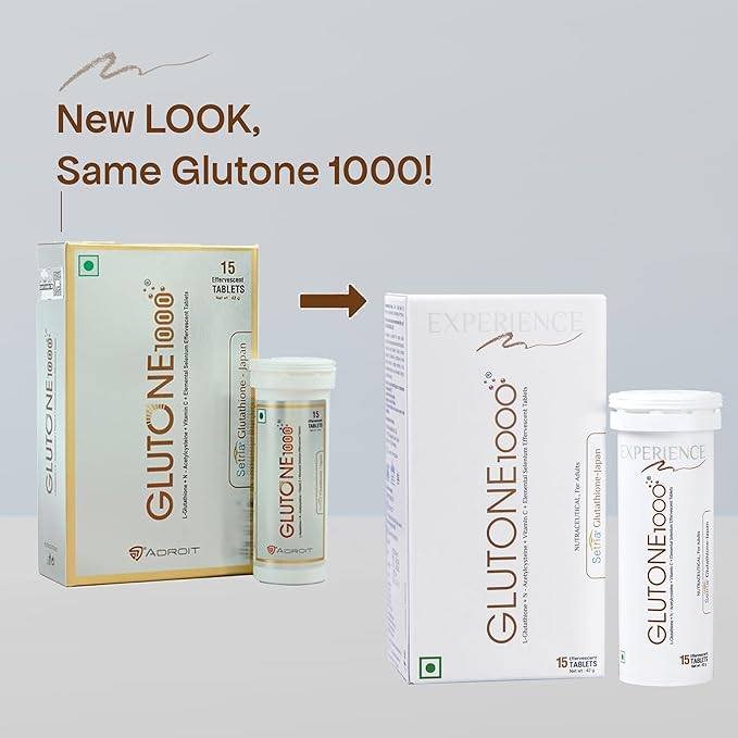 Glutone 1000 with Glutathione, Acetylcysteine & Vitamin C for Skin Health | Effervescent Tablet