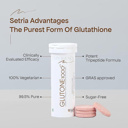 Glutone 1000 with Glutathione, Acetylcysteine & Vitamin C for Skin Health | Effervescent Tablet