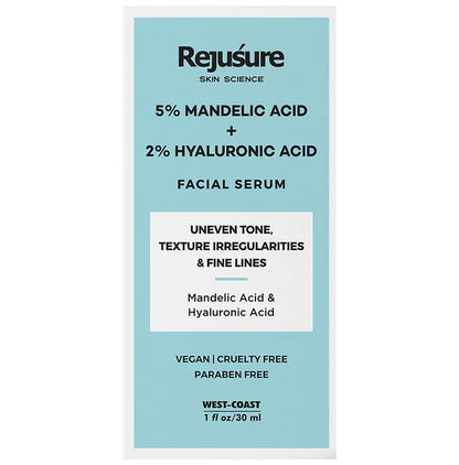 Rejusure 5% Mandelic Acid + 2% Hyaluronic Acid Facial Serum