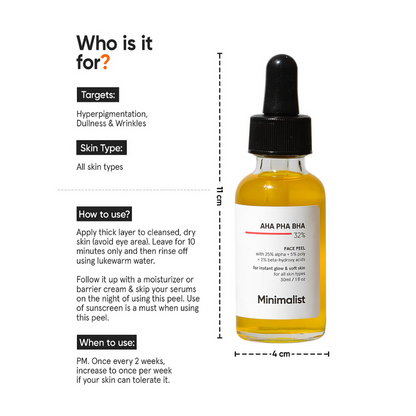Minimalist 32% AHA PHA BHA Face Peel | Smoothens Texture and Cleanses Pores