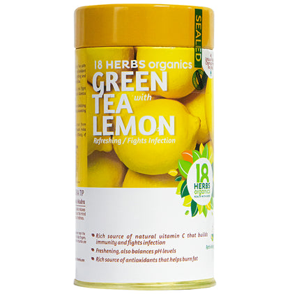 18 Herbs Organics Green Tea Bag (1.25gm Each) with Lemon - Classic Derma