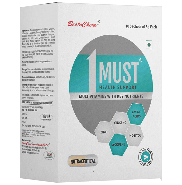 1Must Multivitamins with Key Nutrients Sachet (5gm Each) Sugar Free Orange