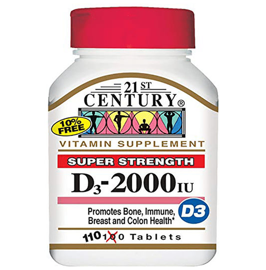 21st Century D3 2000IU Super Strength Tablet - Classic Derma