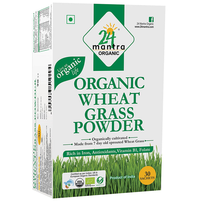 24 Mantra Organic Wheat Grass Powder Sachet (3gm Each)