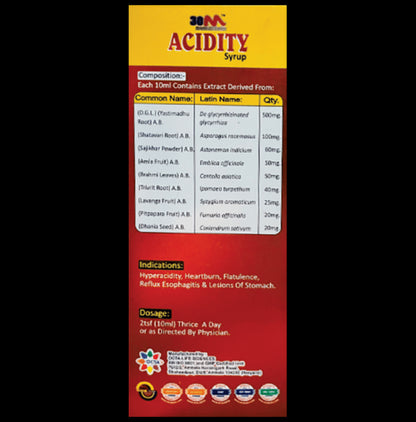 30M Acidity Syrup (200ml Each) Sugar Free