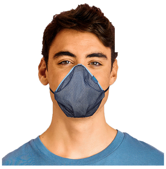 3bo Small Deltoid Turbo Face Mask in Navy Mesh with Blue, Grey & Navy Binding - Classic Derma