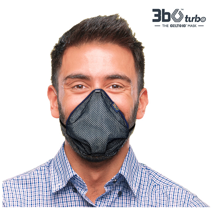 3bo Small Deltoid Turbo Face Mask in Navy Mesh with Maroon, Yellow & Navy Binding - Classic Derma