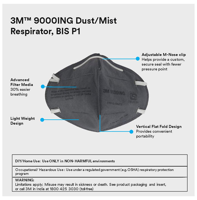3M 9000 ING Particulate Respirator Mask Grey