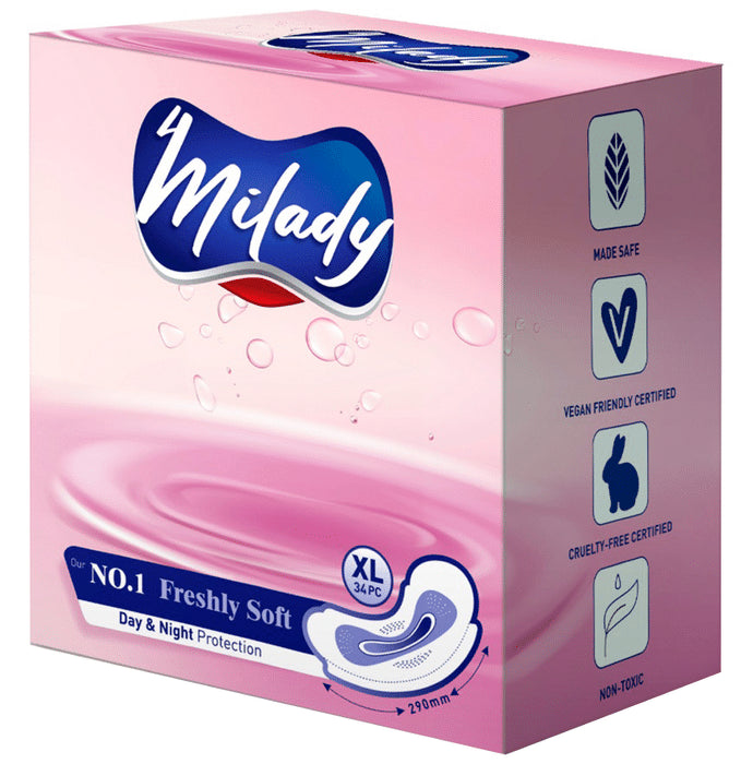 4Milady Freshly Soft Day & Night Protection Sanitary Pads (34 Each) XL - Classic Derma