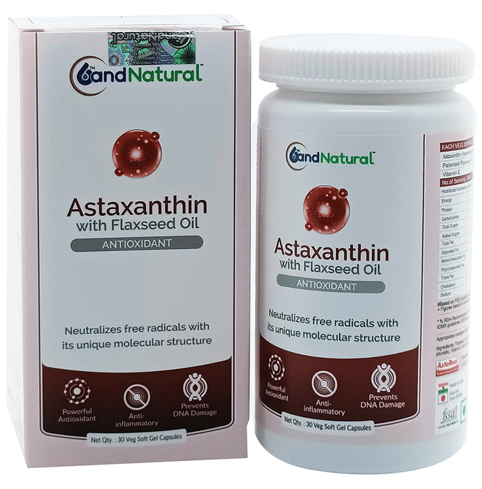 6th and Natural Astaxanthin with Flaxseed Oil Veg Softgel Capsule - Classic Derma
