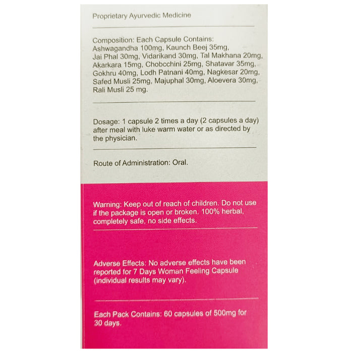 7Days 100% Organic & Natural Women Feeling Veggie Capsule