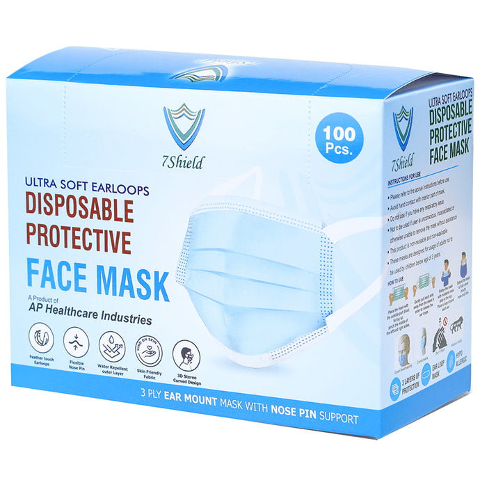 7 Shield 3 Ply Disposable Protective Face Mask for Kids Black Dot Print - Classic Derma