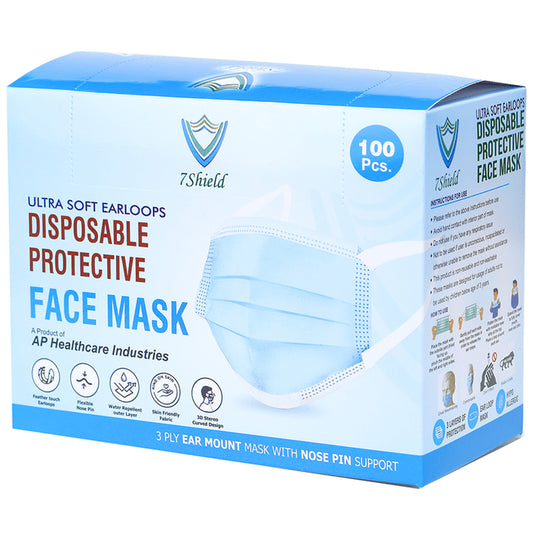 7 Shield 3 Ply Disposable Protective Face Mask for Kids Black Dot Print - Classic Derma