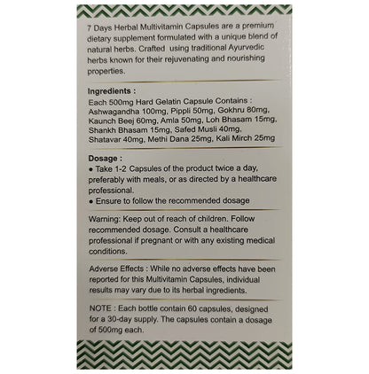 7Days Whole Food Multi-Vitamin Veg Capsule for Men & Women