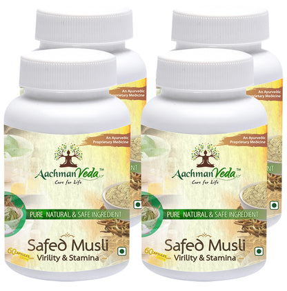 Aachman Veda Safed Musli Virility & Stamina Capsule 500mg (60 Each) - Classic Derma