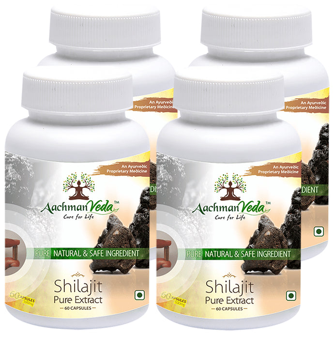 Aachman Veda Shilajit Pure Extract Capsule (60 Each) - Classic Derma