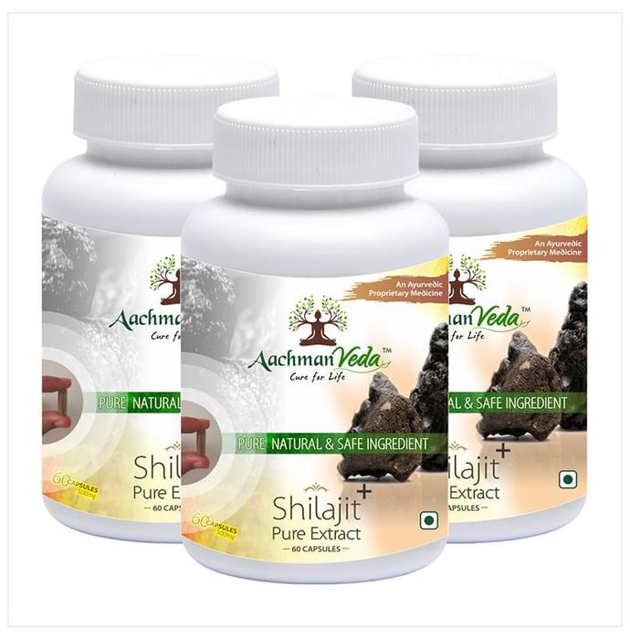 Aachman Veda Shilajit+ Pure Extract Ashwagandha with Safed Musli Capsule (60 Each) - Classic Derma